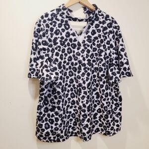 Lane Bryant animal print black and white plus size blouse size 16